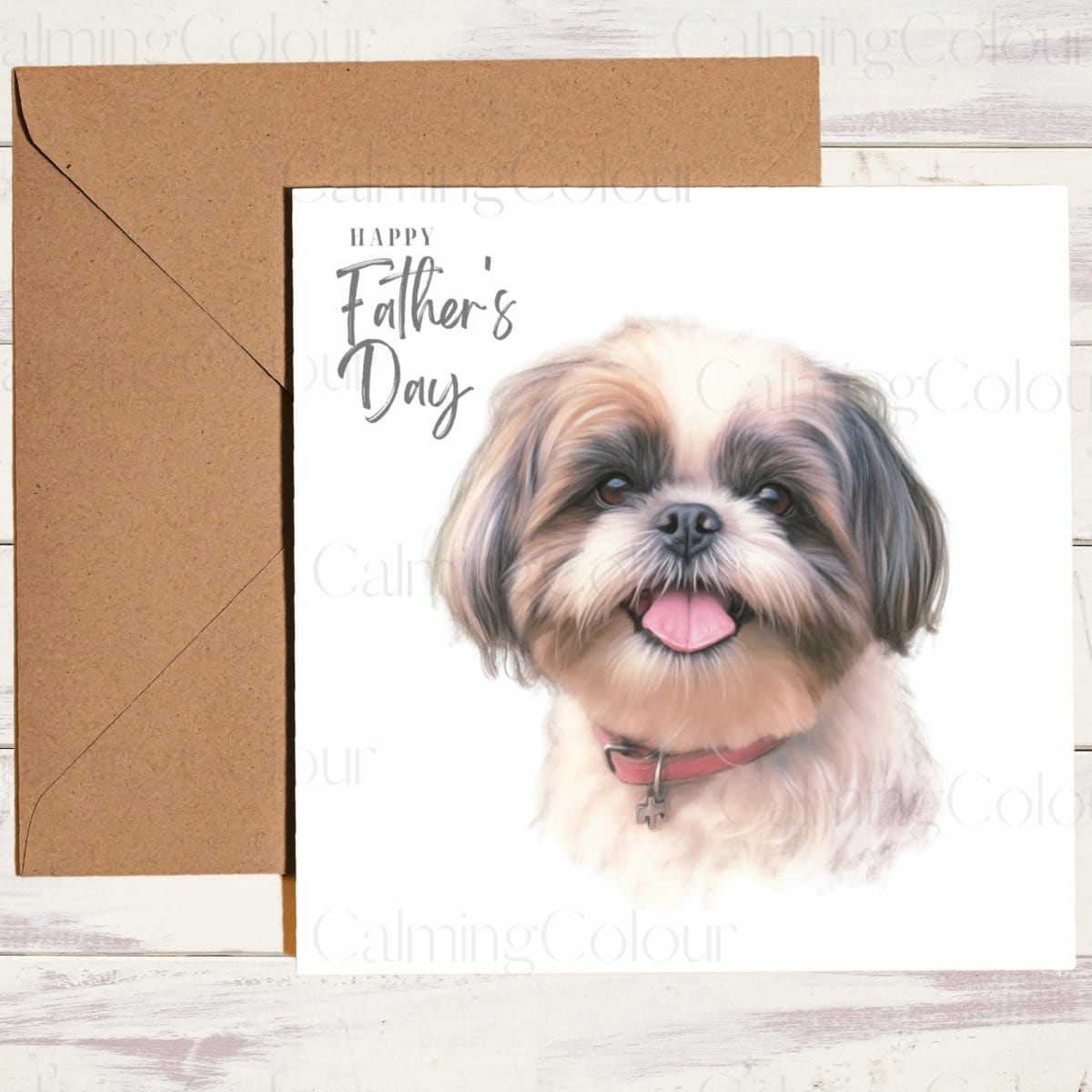 Shih Tzu Father's Day Card | Single Card | Calming Colour