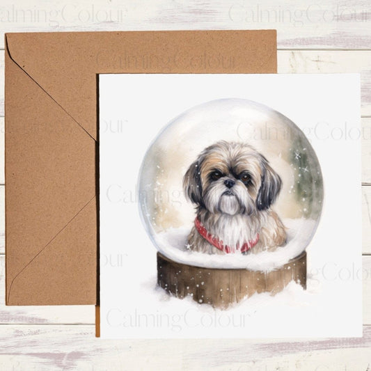 Shih Tzu in Snow Globe | Christmas Card | Christmas Card