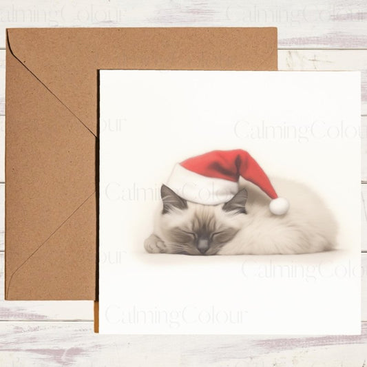 Siamese Cat Sleeping Sweetly | Christmas Card | Christmas Card