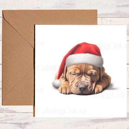 Sleepy Staffordshire Bull Terrier | Christmas Card | Christmas Card