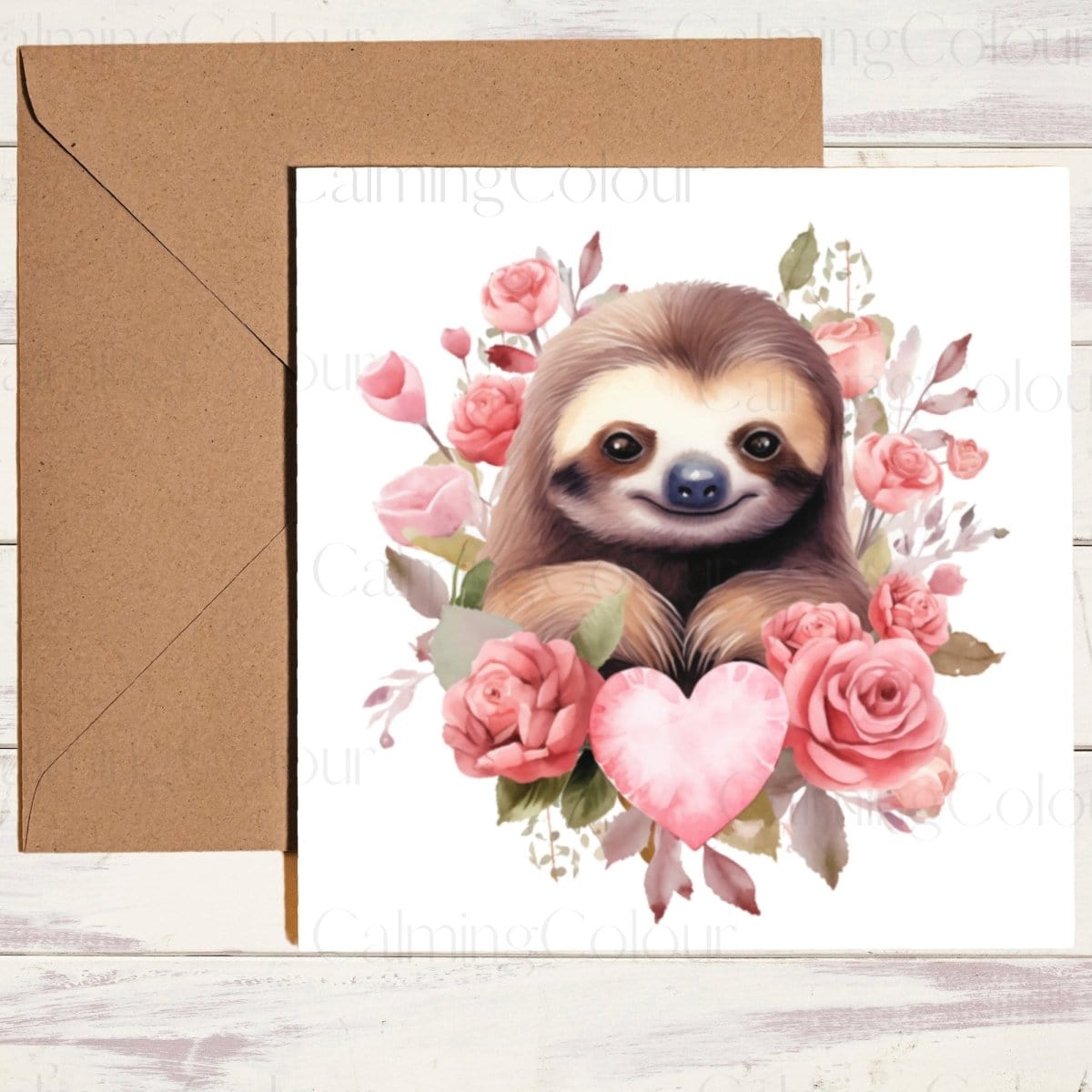 Sloth Greeting Card | Single Card | Calming Colour