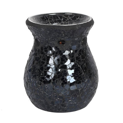 Small Black Crackle Glass Oil Burner | Calming Colour