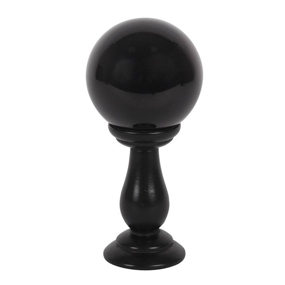 Small Black Crystal Ball on Stand | 19cm | Calming Colour