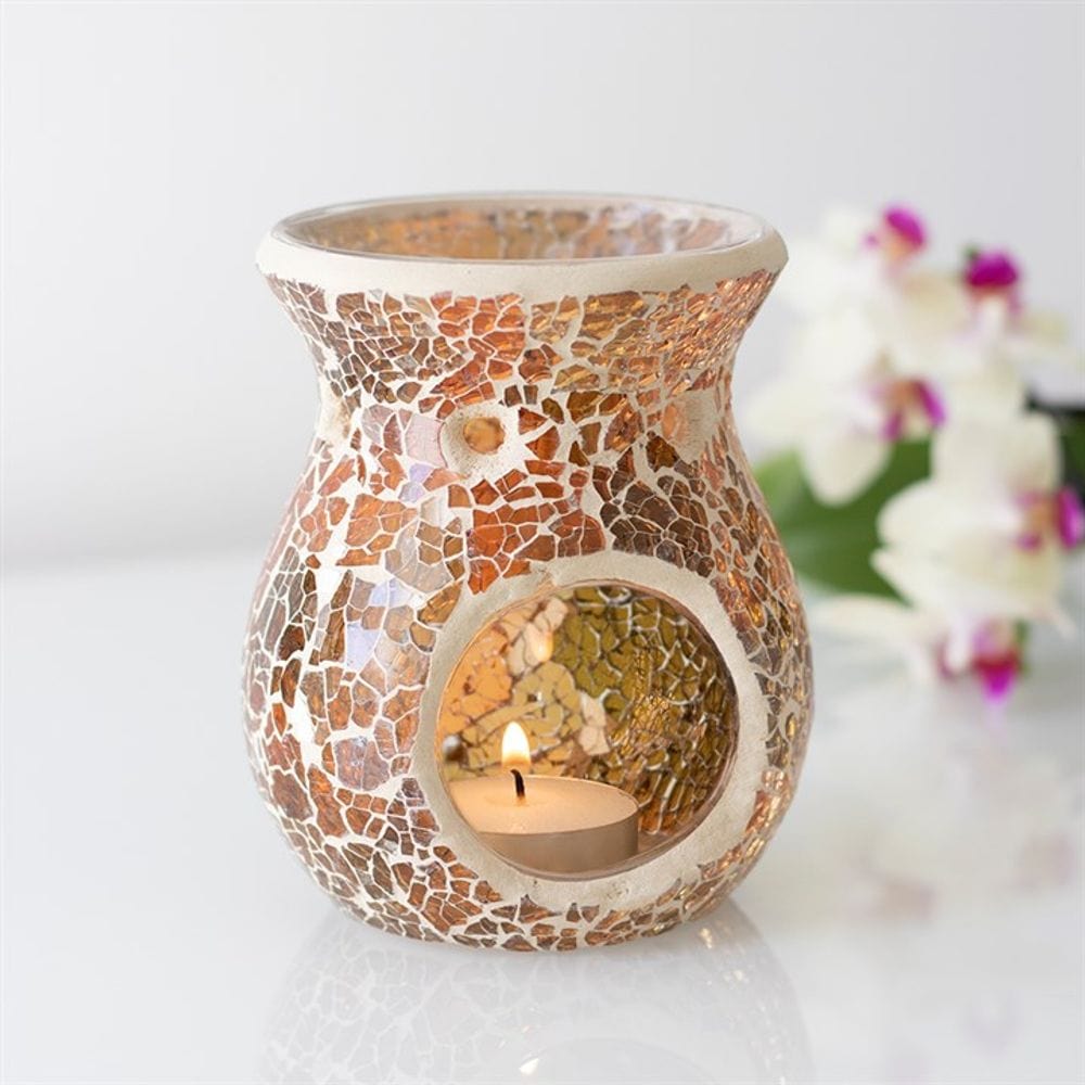 Small Brown Crackle Oil Burner | Calming Colour