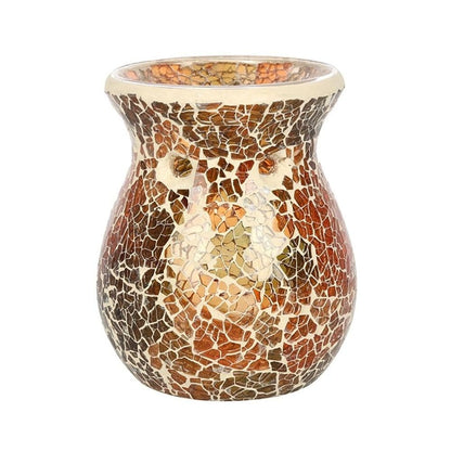 Small Brown Crackle Oil Burner | Calming Colour