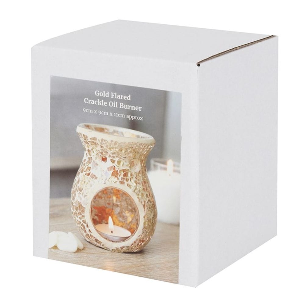 Small Gold Crackle Glass Oil Burner | Calming Colour