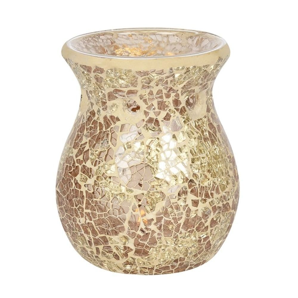 Small Gold Crackle Glass Oil Burner | Calming Colour