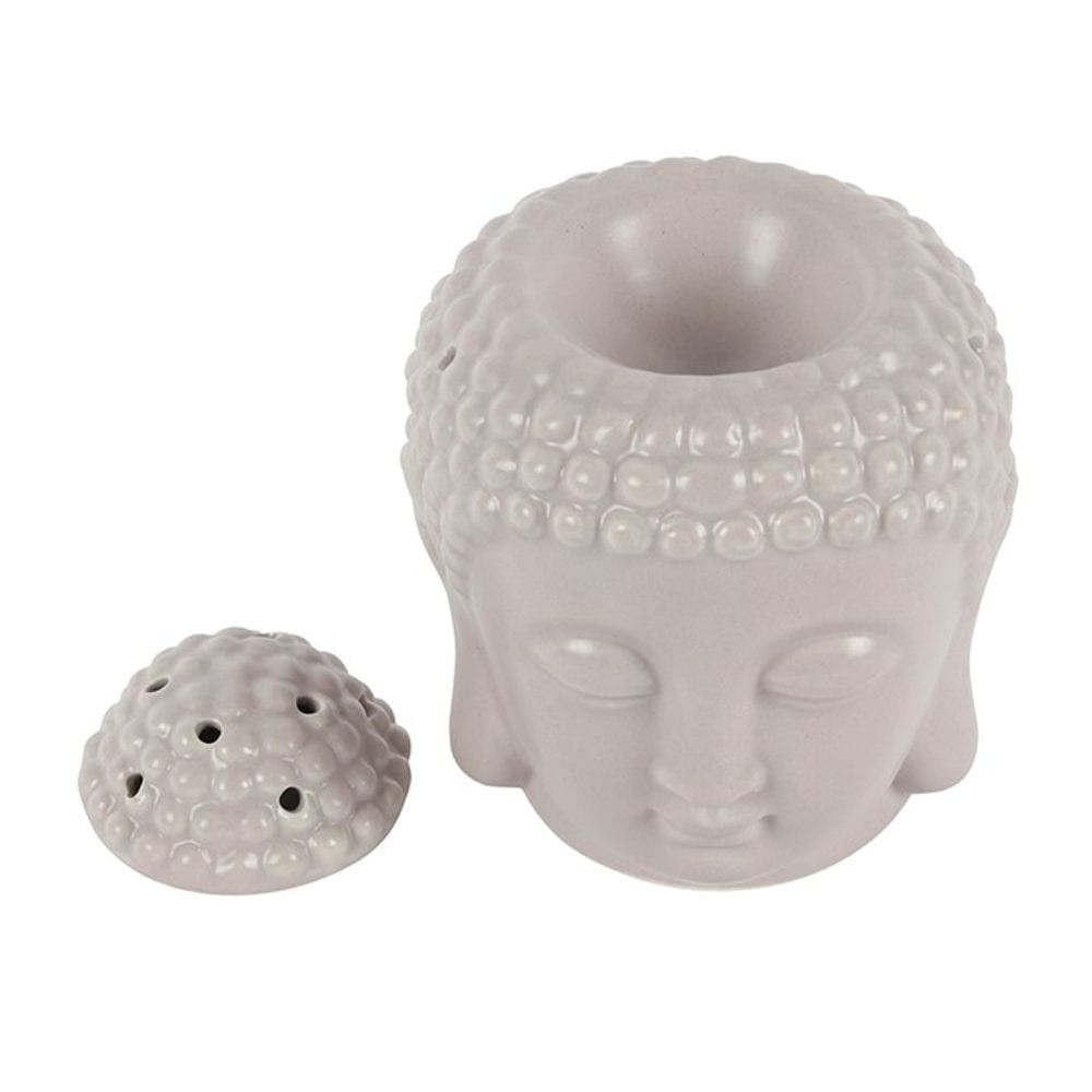 Small Grey Buddha Head Oil Burner | Calming Colour