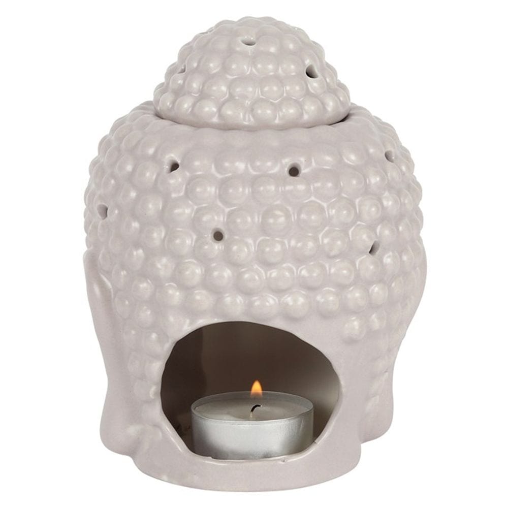 Small Grey Buddha Head Oil Burner | Calming Colour