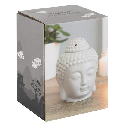 Small Grey Buddha Head Oil Burner | Calming Colour