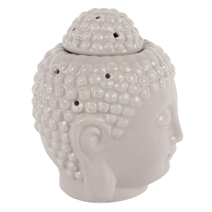 Small Grey Buddha Head Oil Burner | Calming Colour