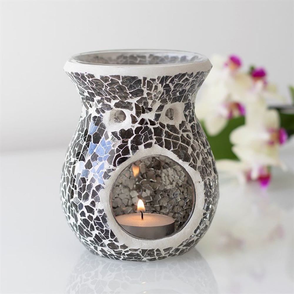 Small Gunmetal Grey Crackle Oil Burner | Calming Colour