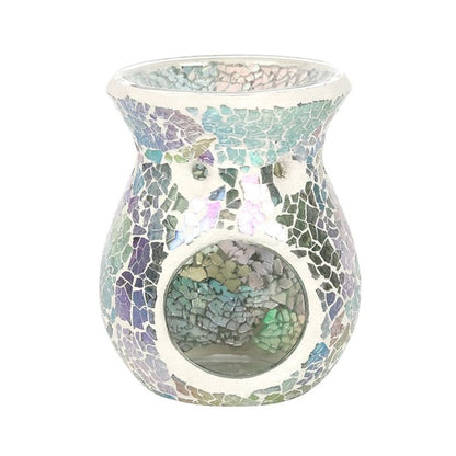 Small Light Blue Iridescent Crackle Oil Burner | Calming Colour