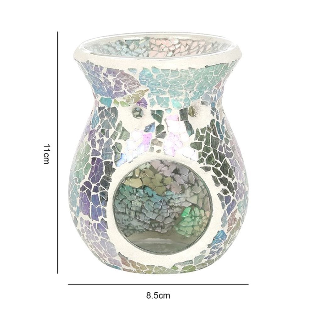 Small Light Blue Iridescent Crackle Oil Burner | Calming Colour