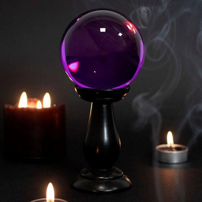 Small Purple Crystal Ball on Stand | 19cm | Calming Colour