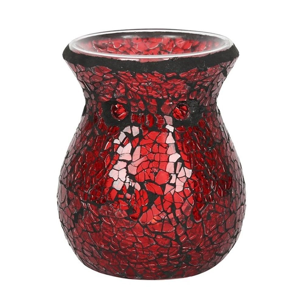 Small Red Crackle Glass Oil Burner | Calming Colour