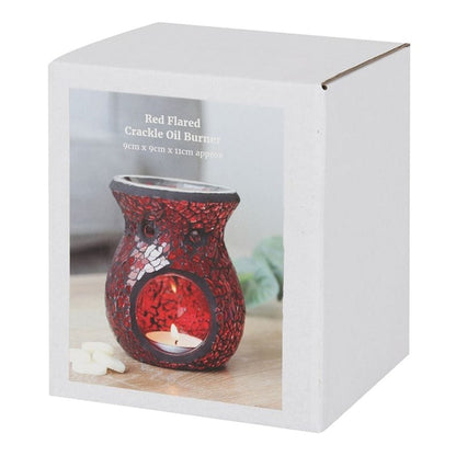 Small Red Crackle Glass Oil Burner | Calming Colour