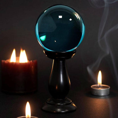 Small Teal Crystal Ball on Stand | 19cm | Calming Colour