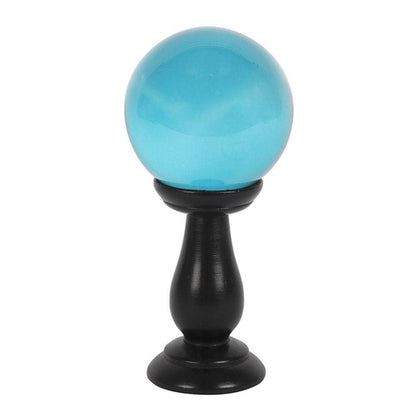 Small Teal Crystal Ball on Stand | 19cm | Calming Colour