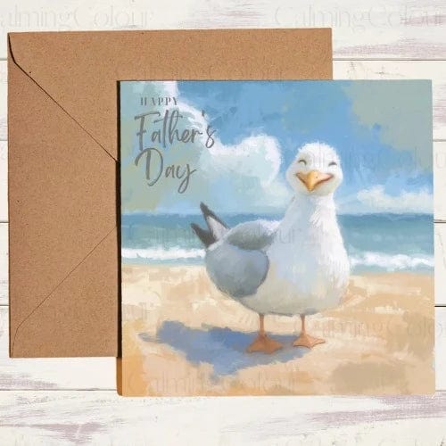 Smiling Seagull At the Seaside | Father's Day Card | Calming Colour