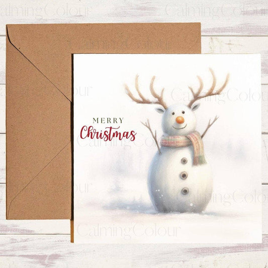 Snow Reindeer wearing a Scarf | Christmas Card | Christmas Card