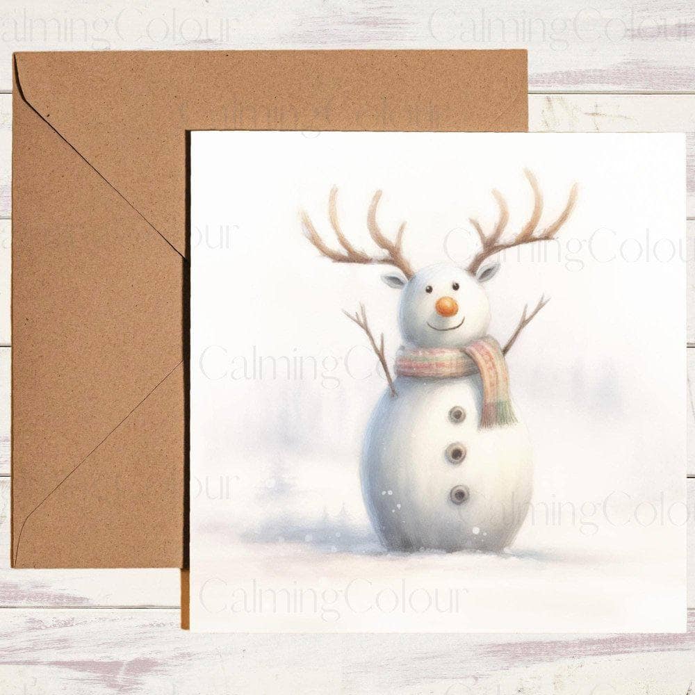 Snow Reindeer wearing a Scarf | Christmas Card | Christmas Card