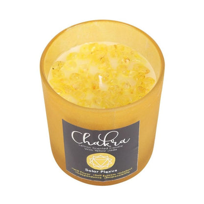 Solar Plexus Chakra Lemon Crystal Chip Candle | Calming Colour