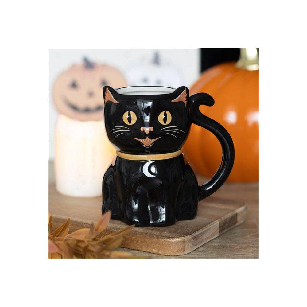 Spooky Black Cat Shaped Mug | Calming Colour