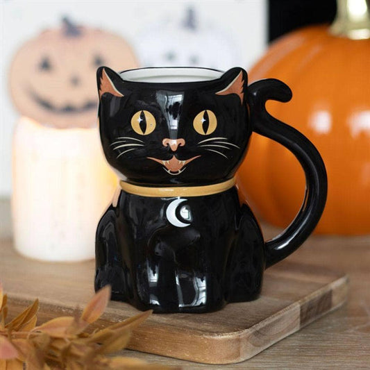 Spooky Black Cat Shaped Mug | Calming Colour