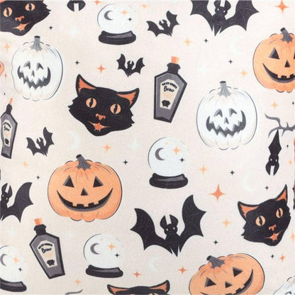 Spooky Cat and Pumpkin Print Cushion | 35cm | Calming Colour