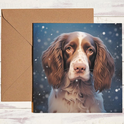 Springer Spaniel Christmas Card | Snowy Scene | Christmas Card