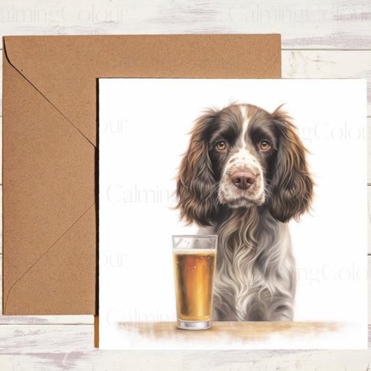 Springer Spaniel with a Pint | Birthday Card | Birthday Card
