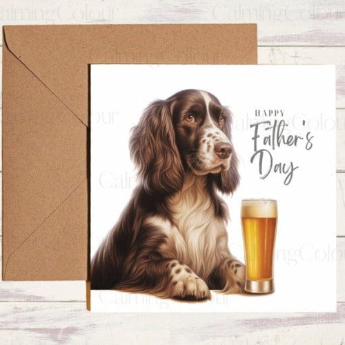 Springer Spaniel with Pint Glass | Father's Day Card | Calming Colour