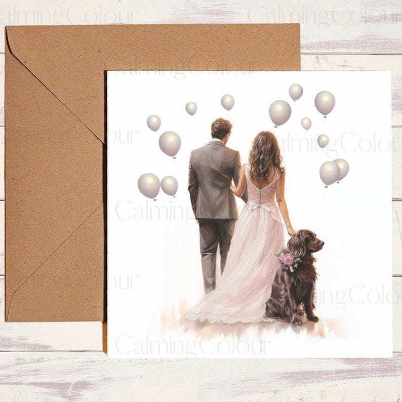 Sprocker Spaniel | Wedding Couple | Wedding Card | Calming Colour