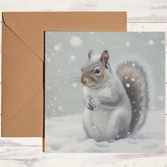 Squirrel in Festive Snow | Christmas Card | Christmas Card