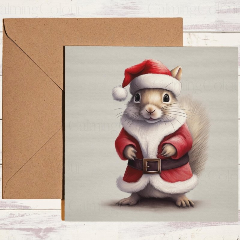 Squirrel in Santa Outfit | Christmas Card | Christmas Card