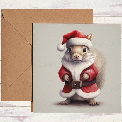 Squirrel in Santa Outfit | Christmas Card | Christmas Card