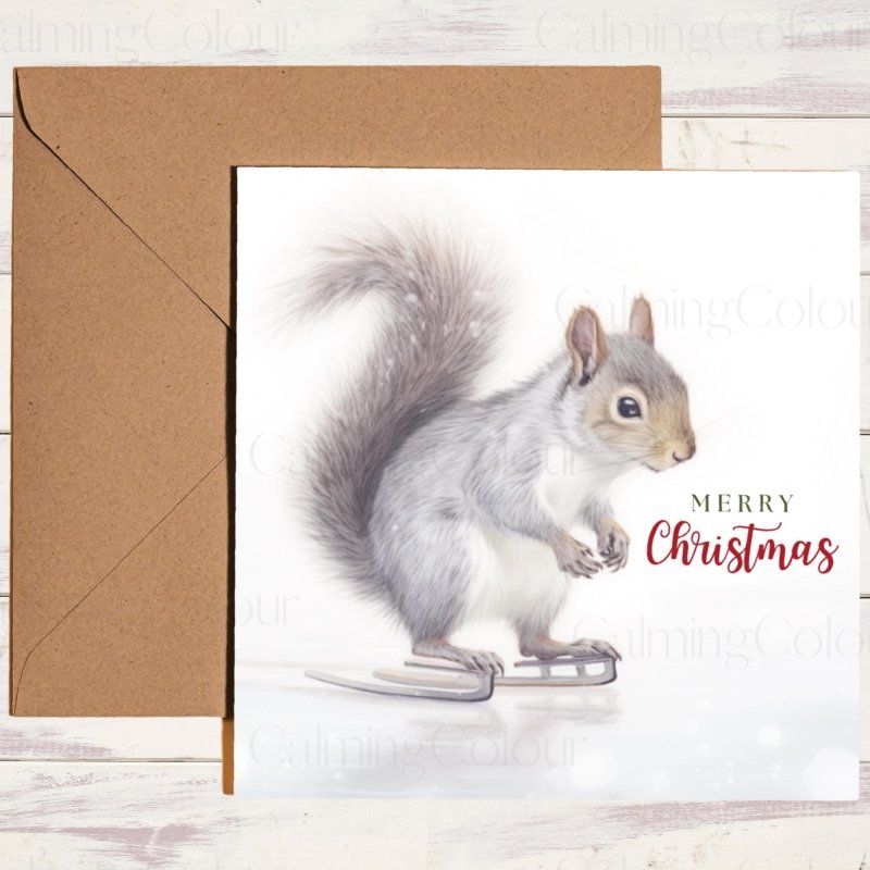 Squirrel on Ice Skates | Christmas Card | Christmas Card