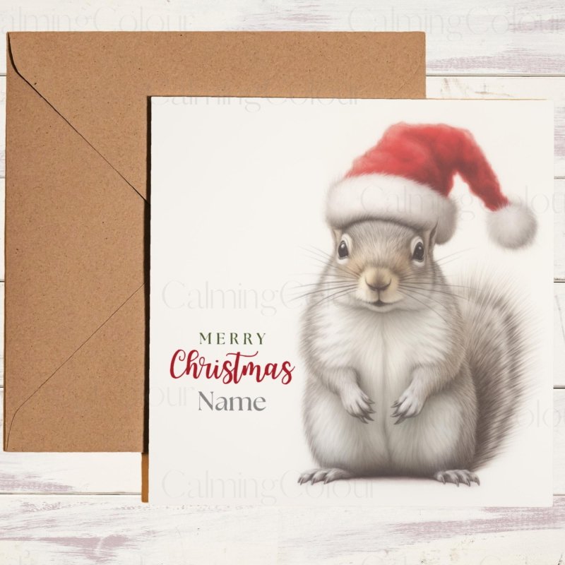Squirrel Wearing a Santa Hat | Christmas Card | Christmas Card