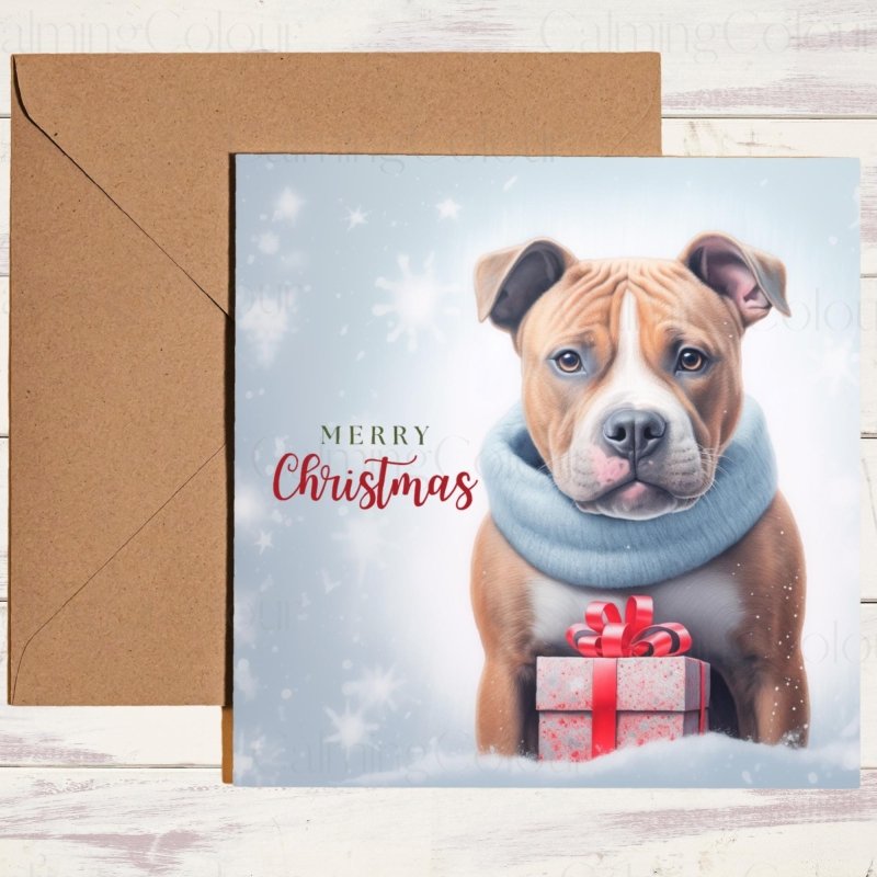 Staffordshire Bull Terrier Christmas Card | Christmas Card
