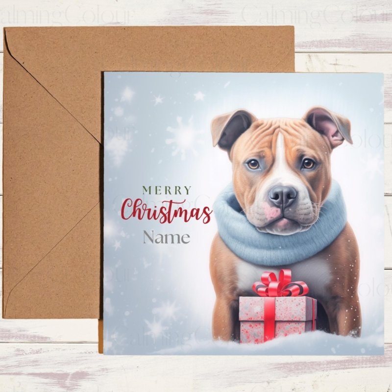 Staffordshire Bull Terrier Christmas Card | Christmas Card