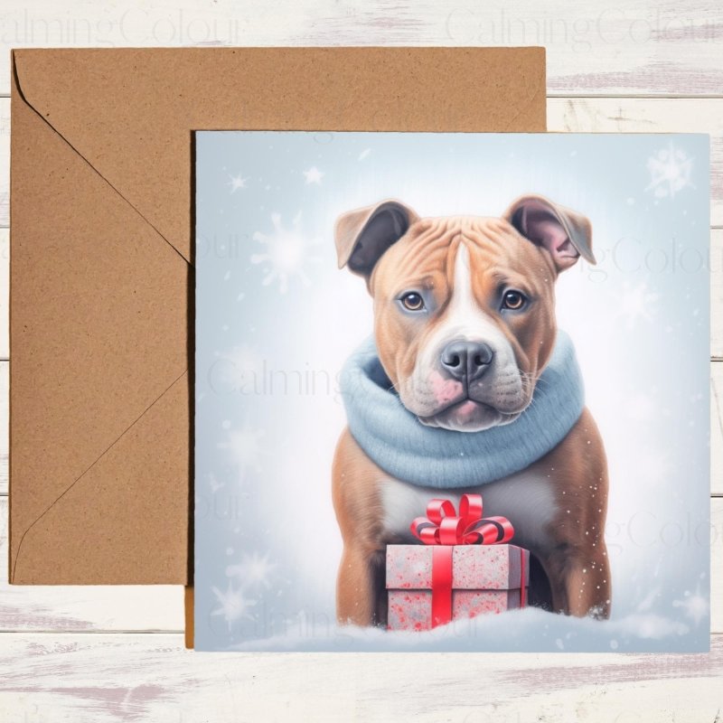 Staffordshire Bull Terrier Christmas Card | Christmas Card