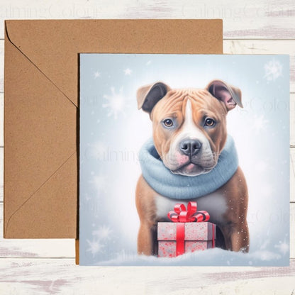 Staffordshire Bull Terrier Christmas Card | Christmas Card