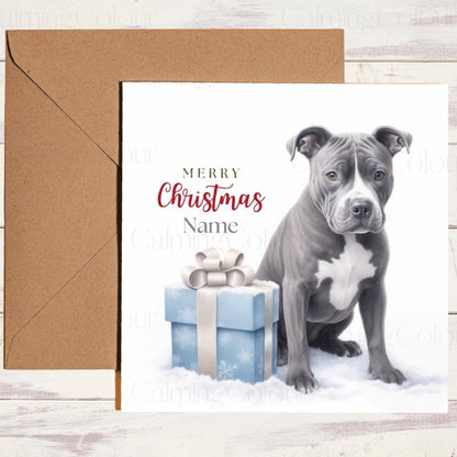 Staffordshire Bull Terrier Christmas Card | Dog Lovers | Christmas Card