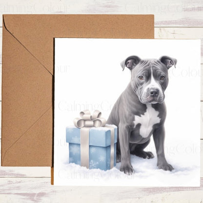 Staffordshire Bull Terrier Christmas Card | Dog Lovers | Christmas Card