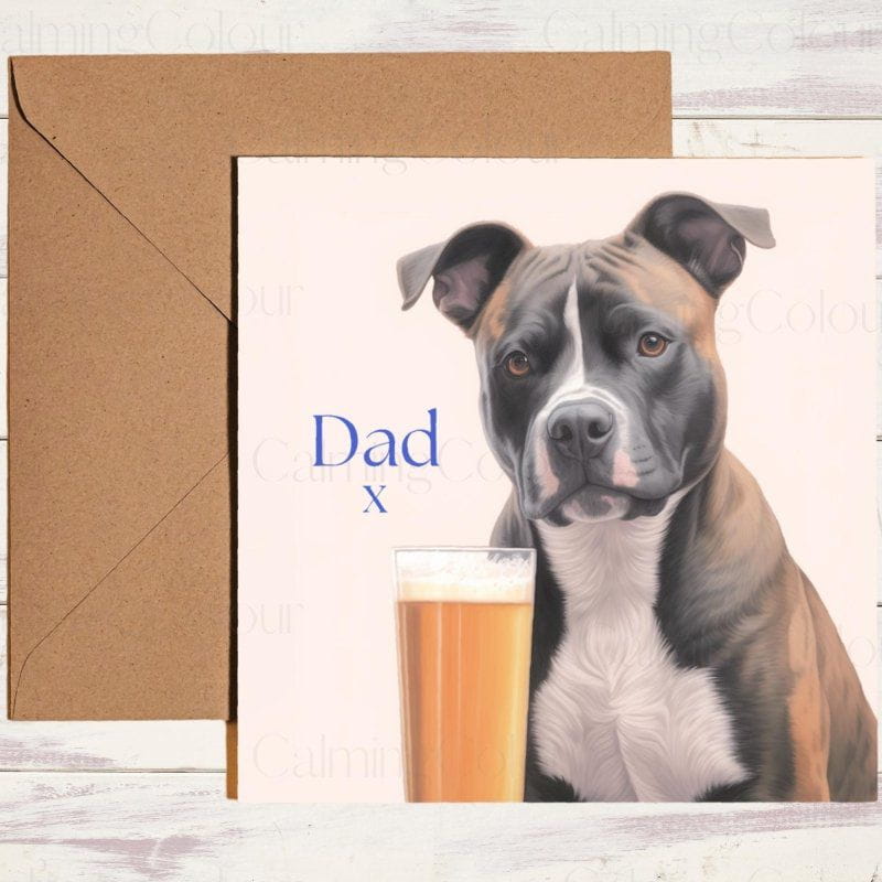 Staffordshire Bull Terrier Father's Day Card | Dad With Love | Father's Day