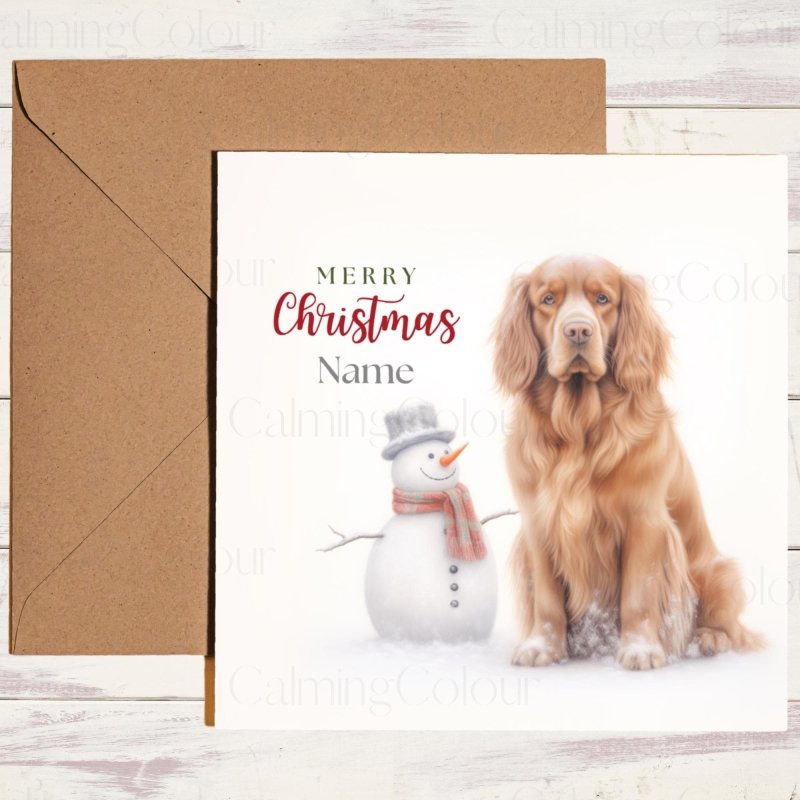 Sussex Spaniel with Little Snowman | Christmas Card | Christmas Card