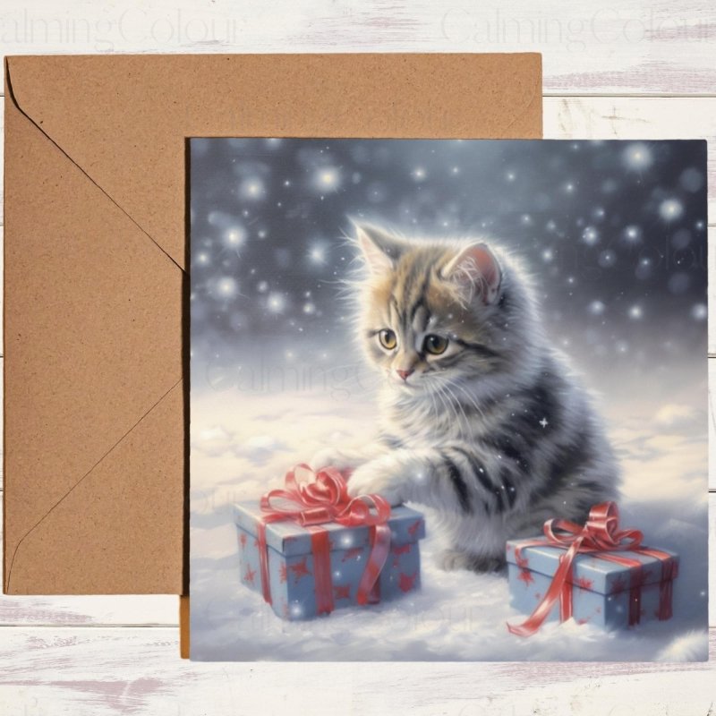 Tabby Cat Christmas Card | Holiday Wishes | Christmas Card