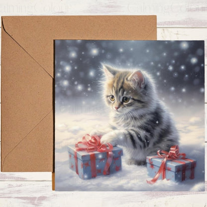 Tabby Cat Christmas Card | Holiday Wishes | Christmas Card