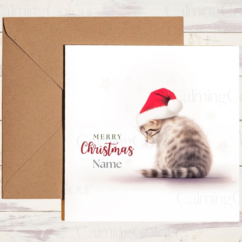 Tabby Kitten in Santa Hat | Christmas Card | Christmas Card (Personalised)